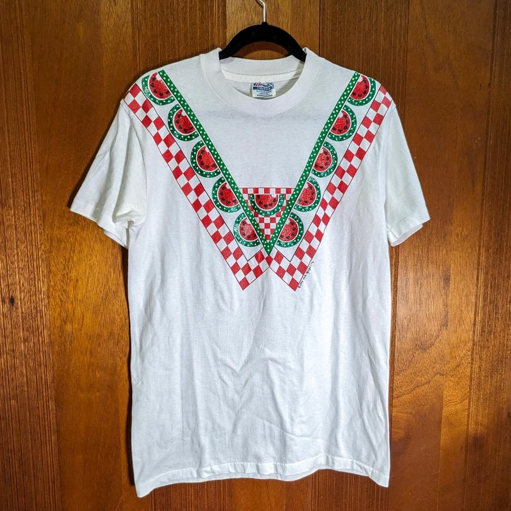 Watermelon Shirt Vintage Vicki Melhart 92 USA Summer Short Sleeve Womens Medium